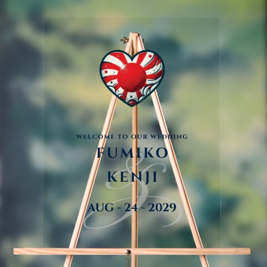 Japan Paar Hart Bruiloft Welkom Acryl Bord (Neutraal)
