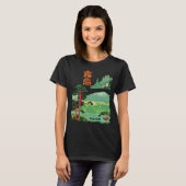 Japan Pagode Bos Groene Retro Reis T-Shirt (Voorkant volledig)