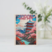  japan pagode kersenbloesems reizen briefkaart (Staand voorkant)