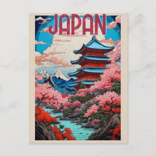  japan pagode kersenbloesems reizen briefkaart (Voorkant)