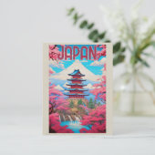  japan pagode kersenbloesems reizen briefkaart (Staand voorkant)