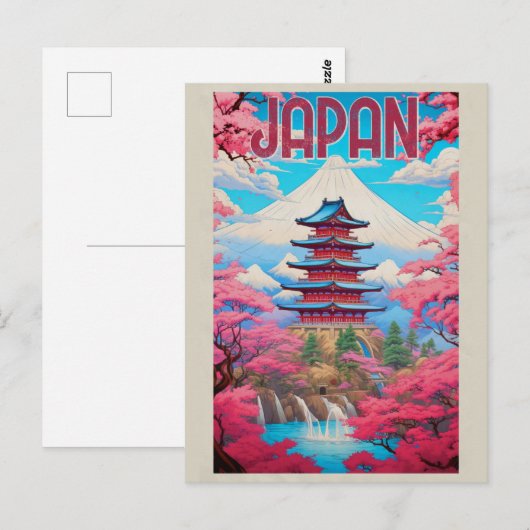  japan pagode kersenbloesems reizen briefkaart (Voorkant / Achterkant)