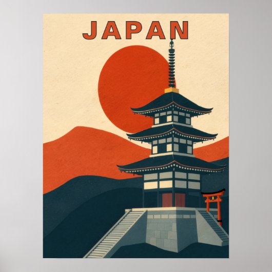 Japan Pagode Tempel Reis Kunst Poster (Voorkant)