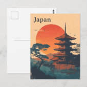 Japan Pagode vintage Briefkaart (Voorkant / Achterkant)