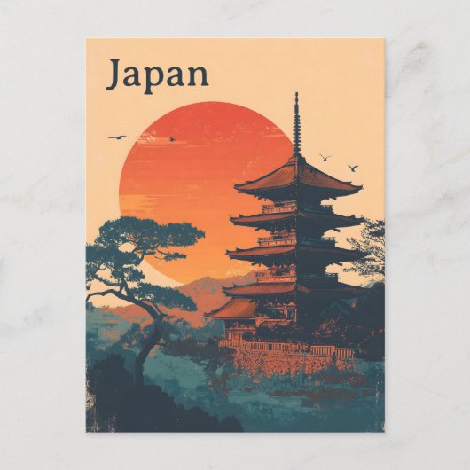 Japan Pagode vintage Briefkaart (Voorkant)