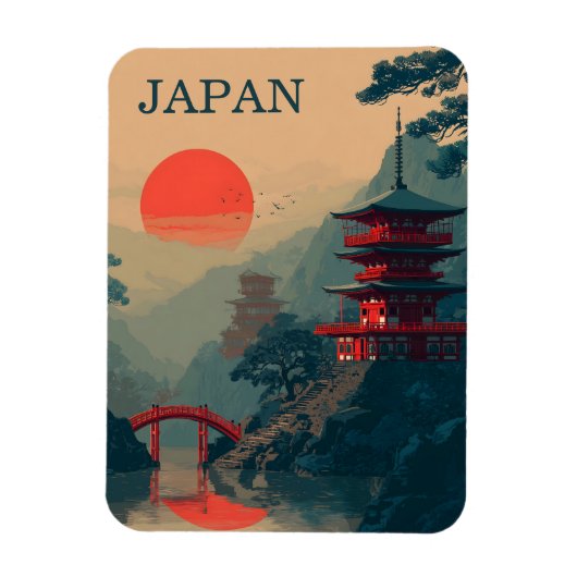Japan Pagode vintage Magneet (Verticaal)
