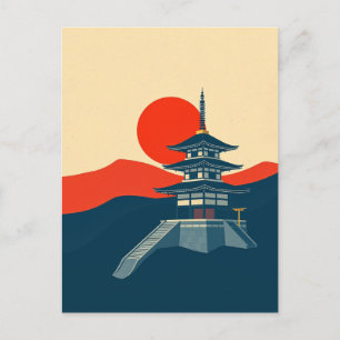 Japan Pagode Vintage Reis Kunst Tempel Briefkaart