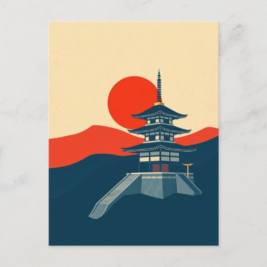 Japan Pagode Vintage Reis Kunst Tempel Briefkaart (Voorkant)