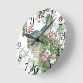 Japan Peacock Birds Crabapple Blossoms Wall Clock Ronde Klok (Hoek)