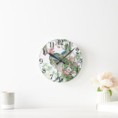 Japan Peacock Birds Crabapple Blossoms Wall Clock Ronde Klok (Huis)