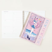Japan Pink Anime Schoolgirl Art Nouveau Illustrato Planner (Display)