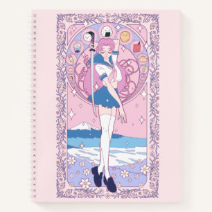 Japan Pink Anime Schoolgirl Art Nouveau Notitieboek