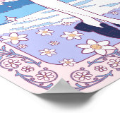 Japan Pink Anime Schoolgirl Art Nouveau Poster (Hoek)