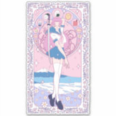 Japan Pink Anime Schoolgirl Art Nouveau Sticker (Voorkant)