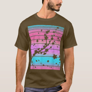 Japan Pink Sakura Flower 80s Art Vaporwave Cherry T-shirt