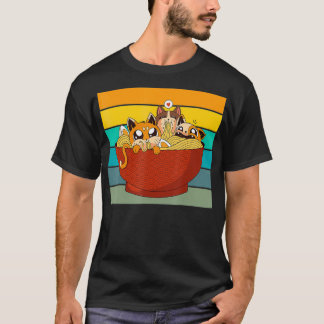 Japan Ramen Shoyu Cats Wave T-shirt