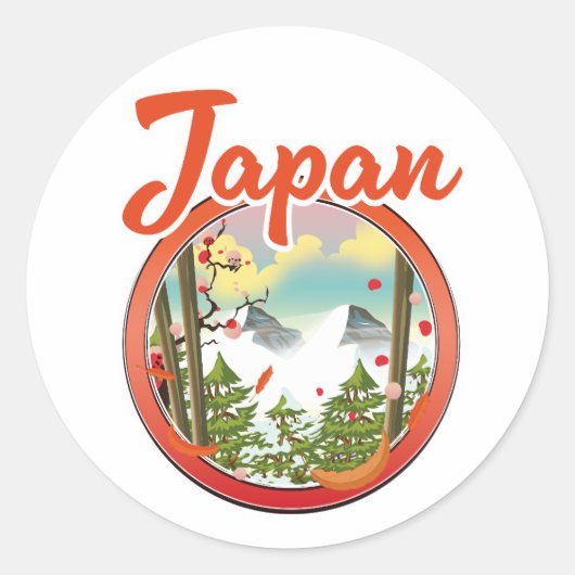 Japan reislogo ronde sticker (Voorkant)