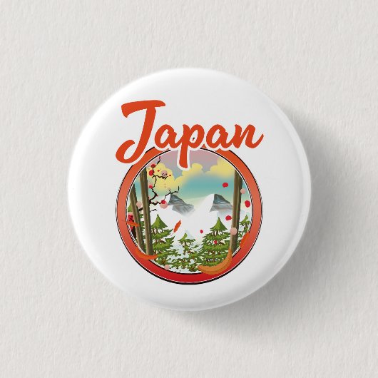 Japan reizen logo ronde button 3,2 cm (Voorkant)