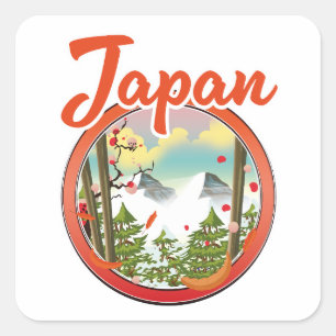 Japan reizen logo vierkante sticker