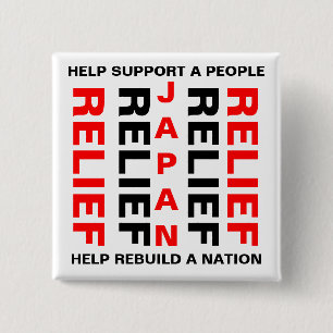 JAPAN RELIEF HELP EEN MENSEN TE STEUNEN... VIERKANTE BUTTON 5,1 CM