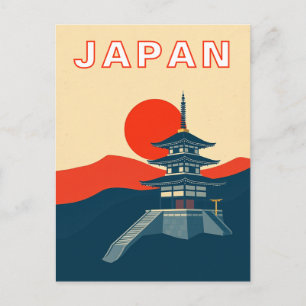 Japan Retro Reis Kunst Pagode Tempel Briefkaart