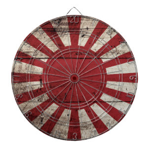 Japan Rijzende Zon Vlag op Oude Houtnerf Dartbord
