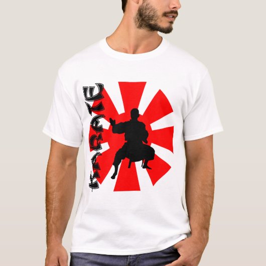 Japan Rising Sun Karate Stance Silhouette T-shirt (Voorkant)