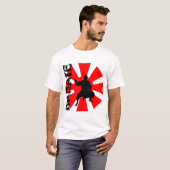 Japan Rising Sun Karate Stance Silhouette T-shirt (Voorkant volledig)