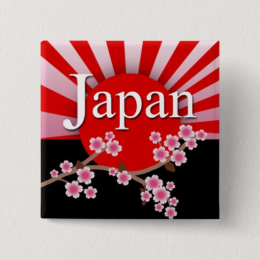 Japan Rising Sun Sakura Aardbeving Relief Button (Voorkant)