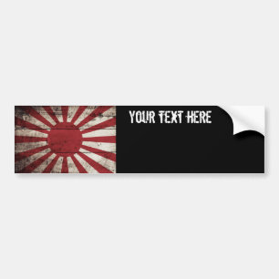 Japan Rising Sun vlag op Old Wood Grain Bumpersticker