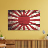 Japan Rising Sun vlag op Old Wood Grain Canvas Afdruk (Insitu (Woonkamer))