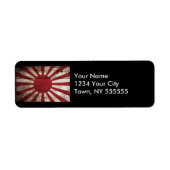 Japan Rising Sun vlag op Old Wood Grain Etiket (Voorkant)