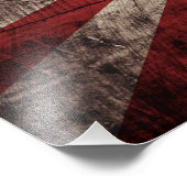 Japan Rising Sun vlag op Old Wood Grain Foto Afdruk (Hoek)