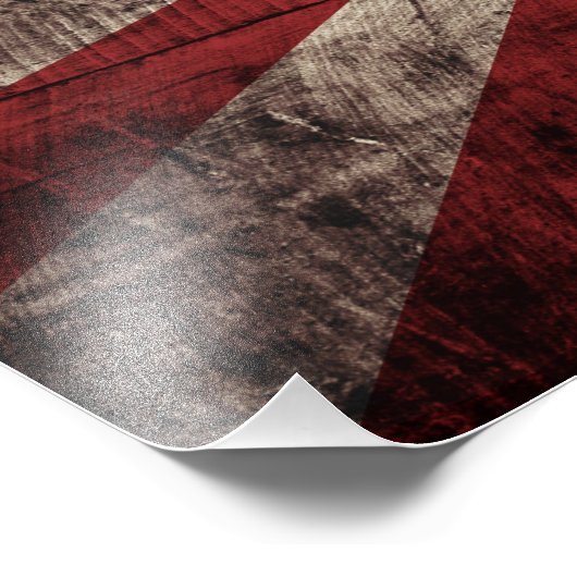 Japan Rising Sun vlag op Old Wood Grain Foto Afdruk (Hoek)