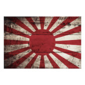 Japan Rising Sun vlag op Old Wood Grain Foto Afdruk (Voorkant)