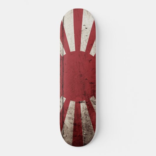 Japan Rising Sun vlag op Old Wood Grain Persoonlijk Skateboard (Voorkant)