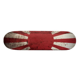 Japan Rising Sun vlag op Old Wood Grain Persoonlijk Skateboard