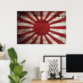 Japan Rising Sun vlag op Old Wood Grain Poster (Thuiskantoor)