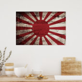 Japan Rising Sun vlag op Old Wood Grain Poster (Keuken)