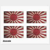 Japan Rising Sun vlag op Old Wood Grain Rechthoekige Sticker (Vel)