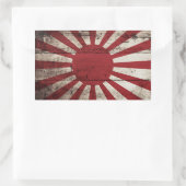 Japan Rising Sun vlag op Old Wood Grain Rechthoekige Sticker (Tas)