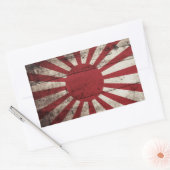 Japan Rising Sun vlag op Old Wood Grain Rechthoekige Sticker (Envelop)