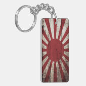 Japan Rising Sun vlag op Old Wood Grain Sleutelhanger (Voorkant Links)