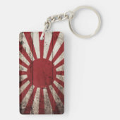 Japan Rising Sun vlag op Old Wood Grain Sleutelhanger (achterkant)