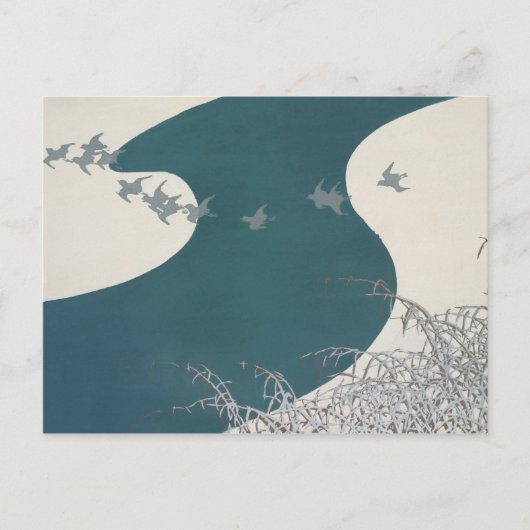 japan rivierlandschap traditionele vogels na briefkaart (Voorkant)