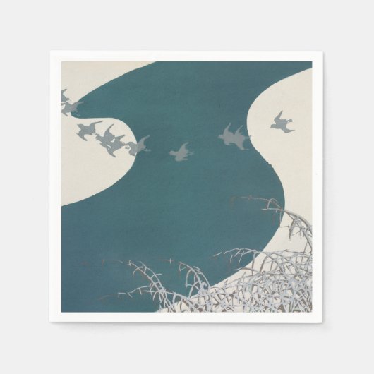 japan rivierlandschap traditionele  vogels na servet (Voorkant)