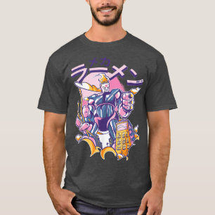 Japan Robot Mecha Anime Ramen Noodles Funny Retro T-shirt