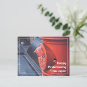 Japan rode brievenbus blij postcrossing briefkaart (Staand voorkant)