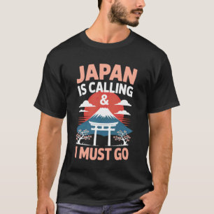 Japan roept Japanse Vlagkaart Japan Cultuur T T-shirt