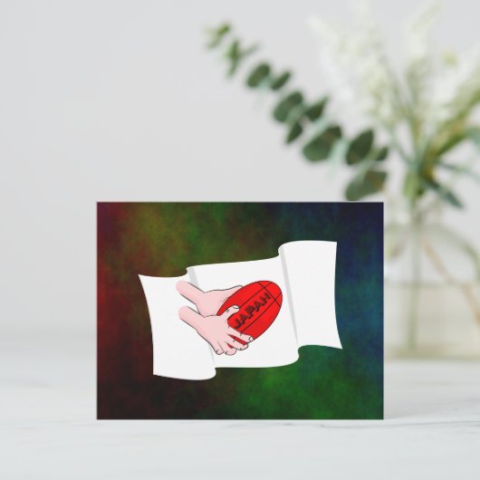 Japan Rugby Team Supporters Vlag met Bal Briefkaart (Staand voorkant)